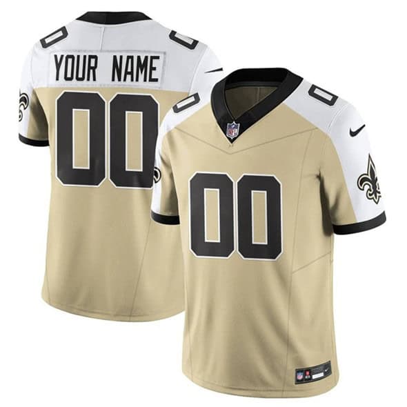 New Orleans Saints Custom Gold White Alternate 2025 F.U.S.E. Vapor Limited Stitched Jersey