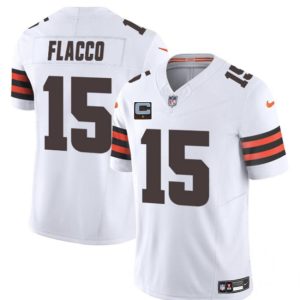Cleveland Browns #15 Joe Flacco White 2025 F.U.S.E. With 1-Star C Patch Vapor Limited Stitched Jersey