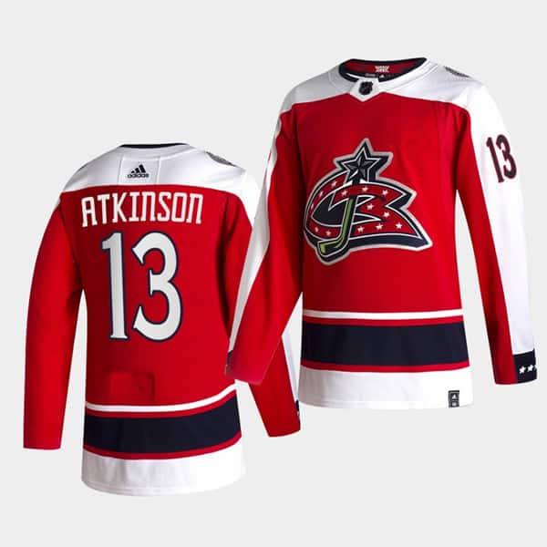 Columbus Blue Jackets #13 Cam Atkinson 2020-21 Red Reverse Retro Stitched Jersey