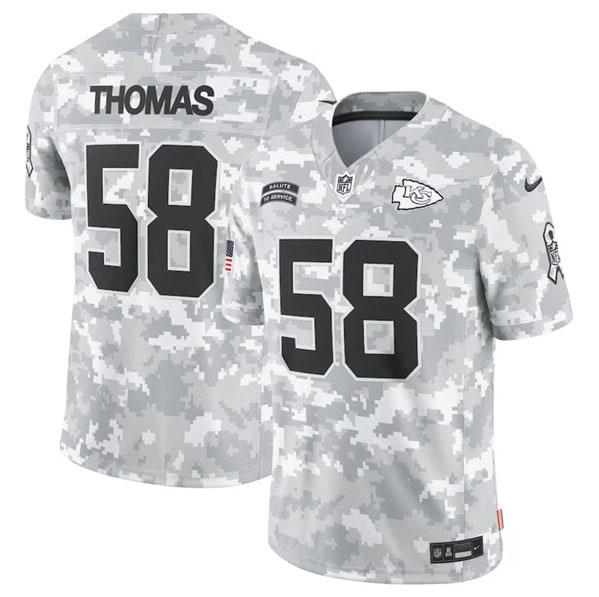 Kansas City Chiefs #58 Derrick Thomas Arctic Camo 2024 F.U.S.E. Salute To Service Limited Stitched Jersey