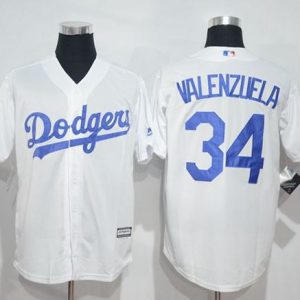 Dodgers #34 Fernando Valenzuela White New Cool Base Stitched Jersey