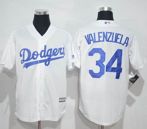 Dodgers #34 Fernando Valenzuela White New Cool Base Stitched Jersey