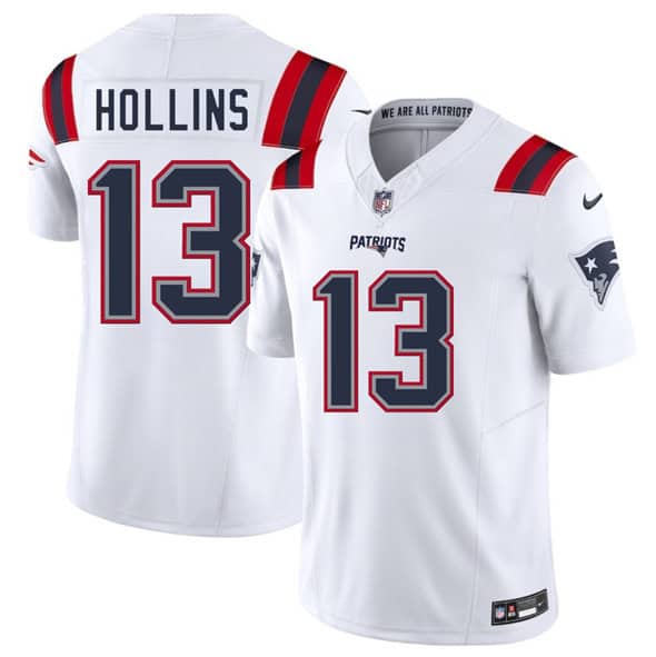 New England Patriots #13 Mack Hollins White 2025 F.U.S.E. Vapor Limited Stitched Jersey