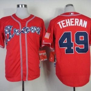 Braves #49 Julio Teheran Red Cool Base Stitched Jersey