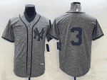 New York Yankees #3 Babe Ruth Grey Stitched Jersey