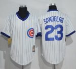 Cubs #23 Ryne Sandberg White Strip Home Cooperstown Stitched Jersey