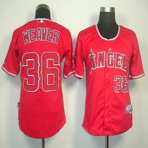Angels Of Anaheim #36 Weaver Jered Red Cool Base Stitched Jersey