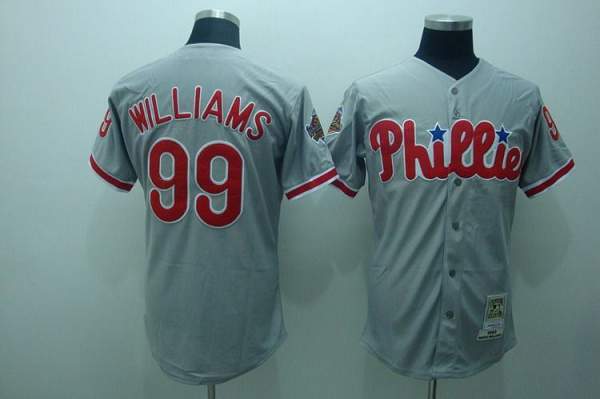Mitchell And Ness Phillies #99 Mitch Williams Stitched Grey Throwback Jersey