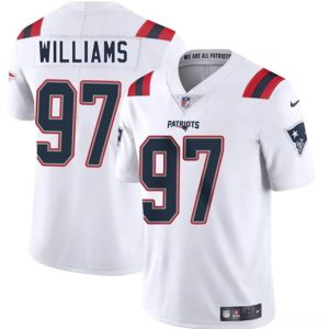 New England Patriots #97 Milton Williams White 2025 Vapor Limited Stitched Jersey