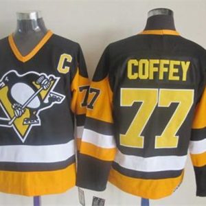 Penguins #77 Paul Coffey Black CCM Throwback Stitched Jersey