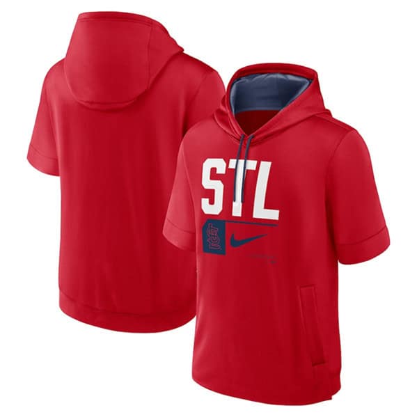 St. Louis Cardinals Red Tri Code Lockup Short Sleeve Pullover Hoodie