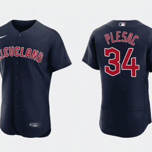Cleveland Guardians #34 Zach Plesac Navy Flex Base Stitched Jersey