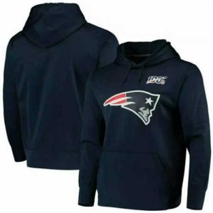 New England Patriots Navy Whith 100th Anniversary Patch Hoodie