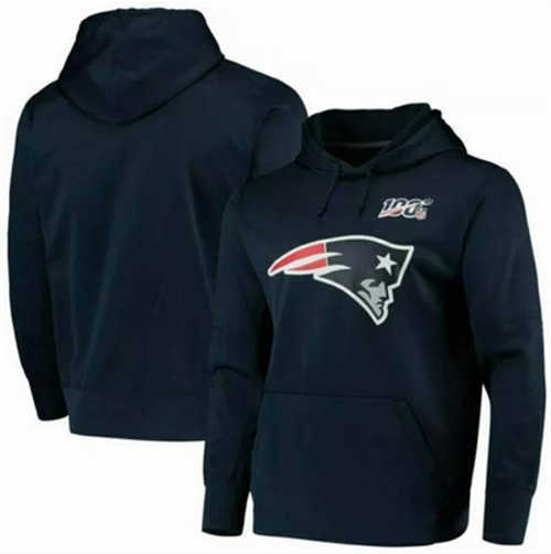 New England Patriots Navy Whith 100th Anniversary Patch Hoodie