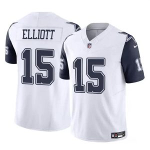 Dallas Cowboys #15 Ezekiel Elliott White 2023 F.U.S.E Color Rush Limited Stitched Jersey