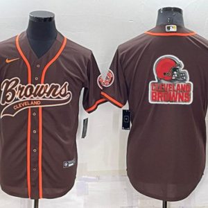 Cleveland Browns Brown Team Big Logo With Patch Cool Base Stitched Baseball Jersey