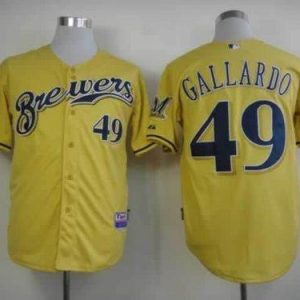 Brewers #49 Yovani Gallardo Yellow Alternate Cool Base Stitched Jersey