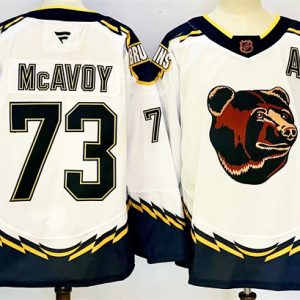 Boston Bruins #73 Charlie McAvoy White 2024-25 With A Patch Reverse Retro Home Stitched Jersey