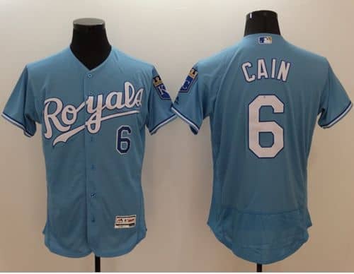 Royals #6 Lorenzo Cain Light Blue Flexbase Authentic Collection Stitched Jersey