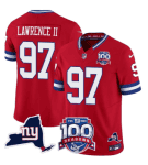 New York Giants #97 Dexter Lawrence II Red 2025 F.U.S.E. 100th Season State Patch Vapor Limited Football Stitched Jersey