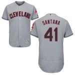 Indians #41 Carlos Santana Grey Flexbase Authentic Collection Stitched Jersey