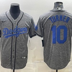 Los Angeles Dodgers #10 Justin Turner Gray Cool Base Stitched Jersey
