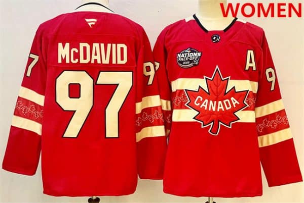 Canada #97 Connor McDavid Red 2025 4 Nations Face-Off Premium With A Patch Stitched Jersey