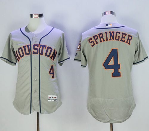 Astros #4 George Springer Grey Flexbase Authentic Collection Stitched Jersey