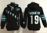 San Jose Sharks #19 Joe Thornton Black Old Time Heidi Hoodie NHL Hoodie