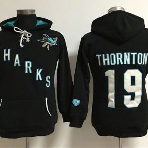 San Jose Sharks #19 Joe Thornton Black Old Time Heidi Hoodie NHL Hoodie