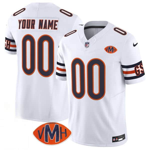Chicago Bears Custom White 2025 F.U.S.E. With VMH Patch Vapor Untouchable Limited Stitched Jersey