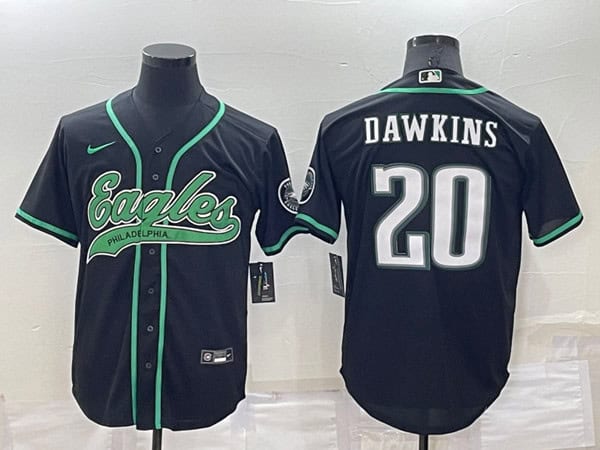 Philadelphia Eagles #20 Brian Dawkins Black Cool Base Stitched Baseball Jersey