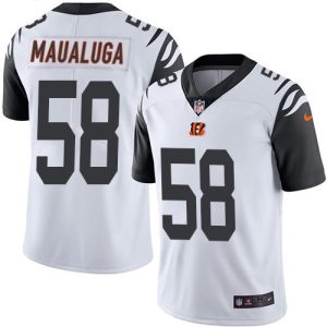 Bengals #58 Rey Maualuga White Stitched Limited Rush Nike Jersey