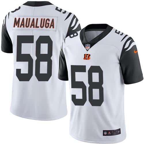 Bengals #58 Rey Maualuga White Stitched Limited Rush Nike Jersey