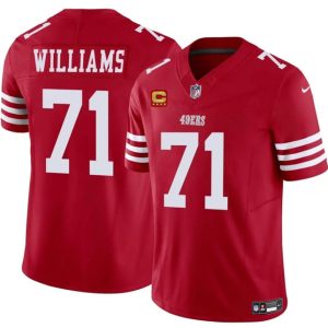 San Francisco 49ers #71 Trent Williams Red 2025 F.U.S.E. With 4-Star C Patch Vapor Untouchable Limited Stitched Jersey