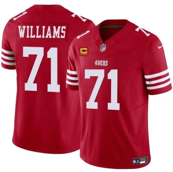 San Francisco 49ers #71 Trent Williams Red 2025 F.U.S.E. With 4-Star C Patch Vapor Untouchable Limited Stitched Jersey