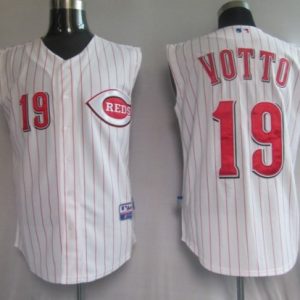 Reds #19 Joey Votto White Vest Style Stitched Jersey