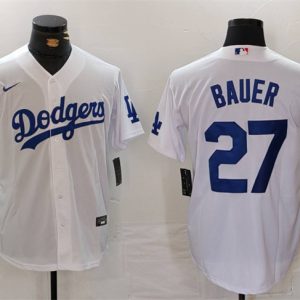 Los Angeles Dodgers #27 Trevor Bauer White Stitched Jersey