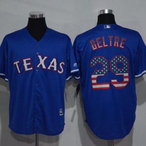 Rangers #29 Adrian Beltre Blue USA Flag Fashion Stitched Jersey