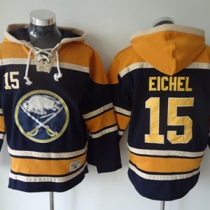 Sabres #15 Jack Eichel Navy Blue Sawyer Hooded Sweatshirt Stitched Jersey