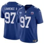 New York Giants #97 Dexter Lawrence II Blue 2024 F.U.S.E. With 3-Star C Patch And 100TH Season Patch Vapor Untouchable Limited Stitched Jersey