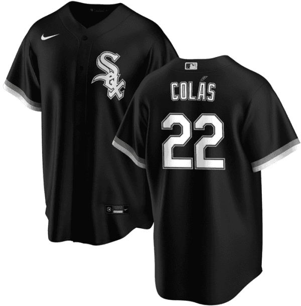 Chicago White Sox #22 Oscar Col¨¢s Black Cool Base Stitched Jersey