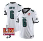 Philadelphia Eagles #6 DeVonta Smith White 2025 Eagles Logo Super Bowl LIX Patch New F.U.S.E. Vapor Untouchable Limited Stitched Jersey