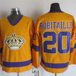 Kings #20 Luc Robitaille Yellow Purple CCM Throwback Stitched Jersey