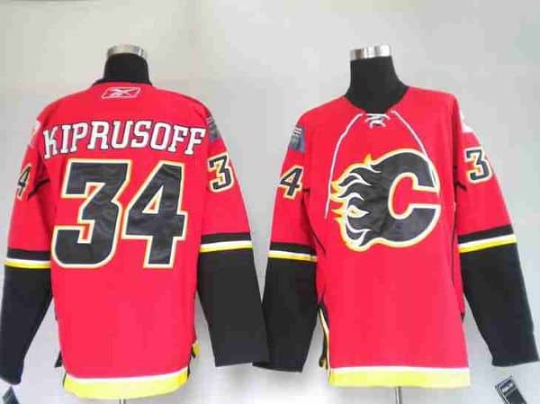 Flames #34 Miikka Kiprusoff Stitched Red Jersey