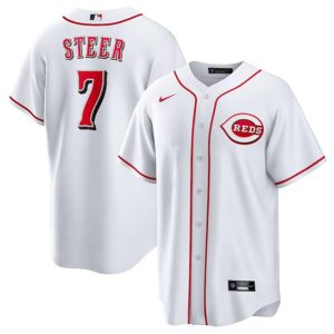 Cincinnati Reds #7 Spencer Steer White Cool Base Stitched Jersey