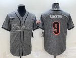 Cincinnati Bengals #9 Joe Burrow Gray With Patch Cool Base Stitched Jersey