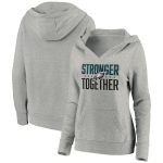 Philadelphia Eagles Heather Gray Stronger Together Crossover Neck Pullover Hoodie(Run Small)