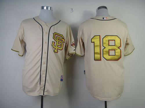 Giants #18 Matt Cain Cream Gold No. Stitched Jersey