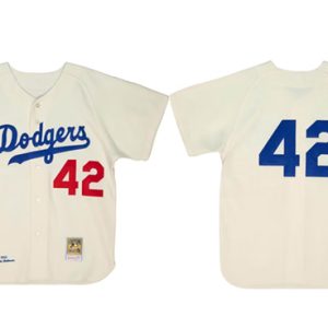 Los Angeles Dodgers #42 Jackie Robinson White 1955 Home Stitched Jersey
